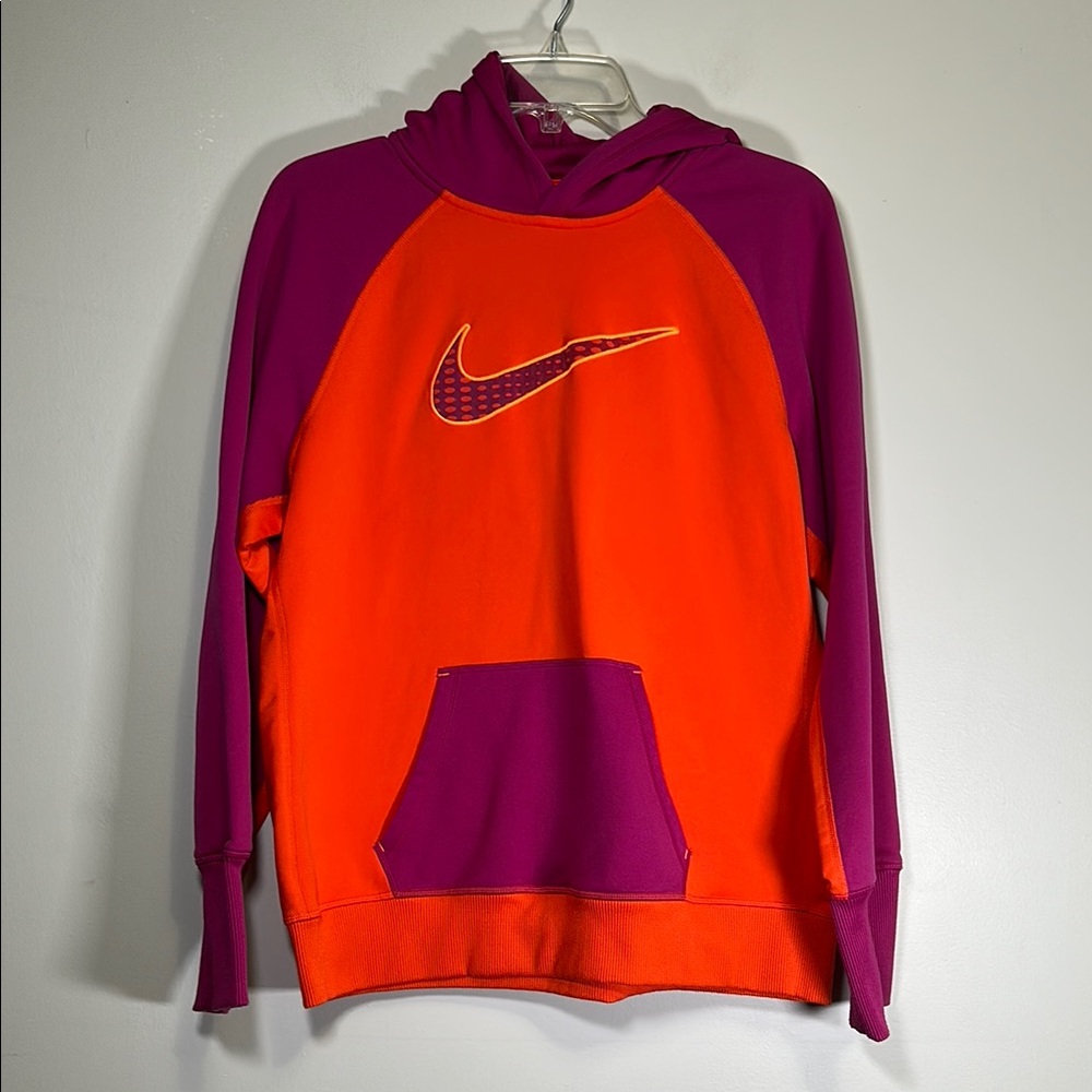 Nike Therma-Fit Hoodie Sweatshirt Pullover Orange Purple Kids Size XL
